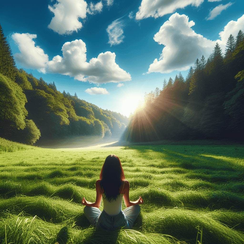 beautiful river scene meditating