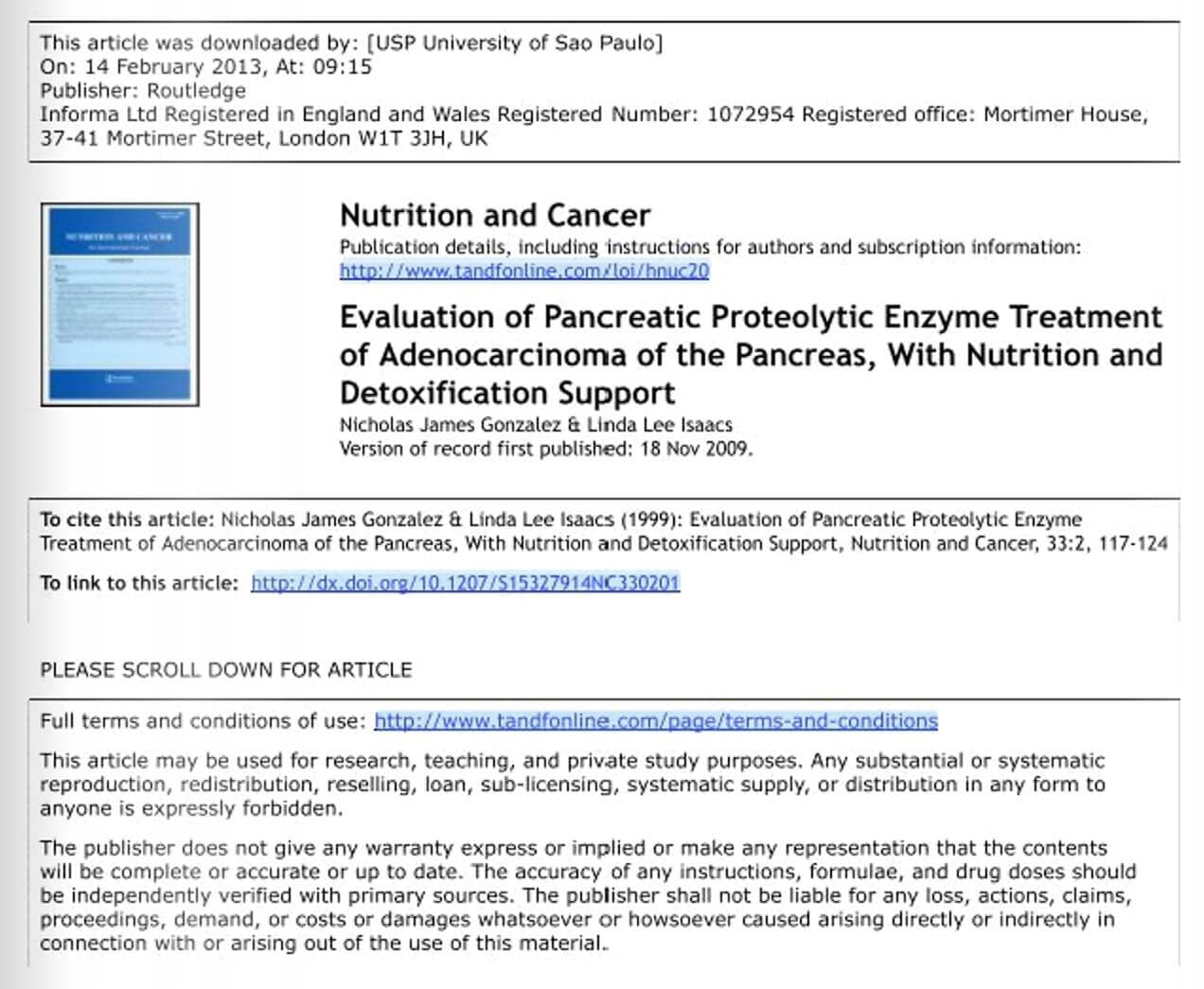 Nutrition and cancer